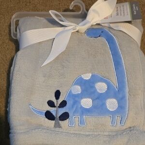 Adorable Blue Dinosaur Baby Blanket